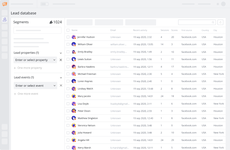 Lead management dashboard