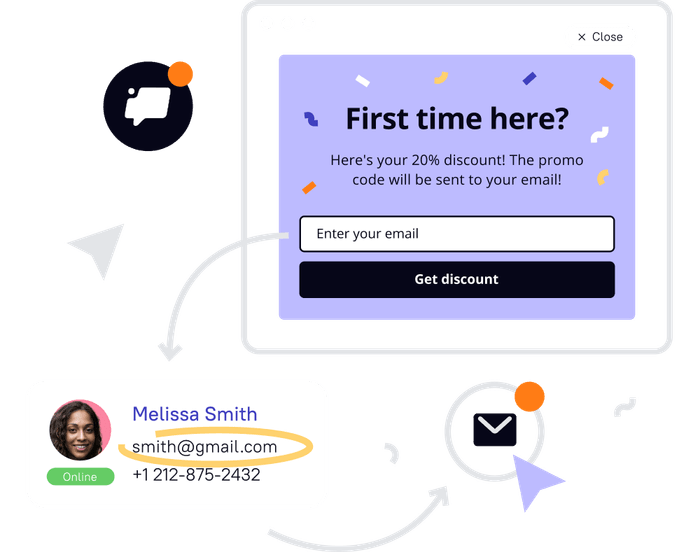 Educate users on your product with email campaigns, pop-ups and live chat